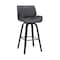 Armen Living Tyler 30" Bar Height Swivel Gray Faux Leather and Black Wood Bar Stool LCTYBAGRBL30 - alternate 1